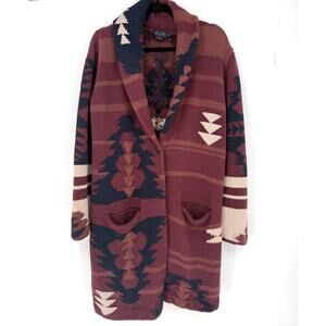 Pendleton Graphic Sweater Coat Cardigan Western Tribal Shawl Collar Wool Sz Xs